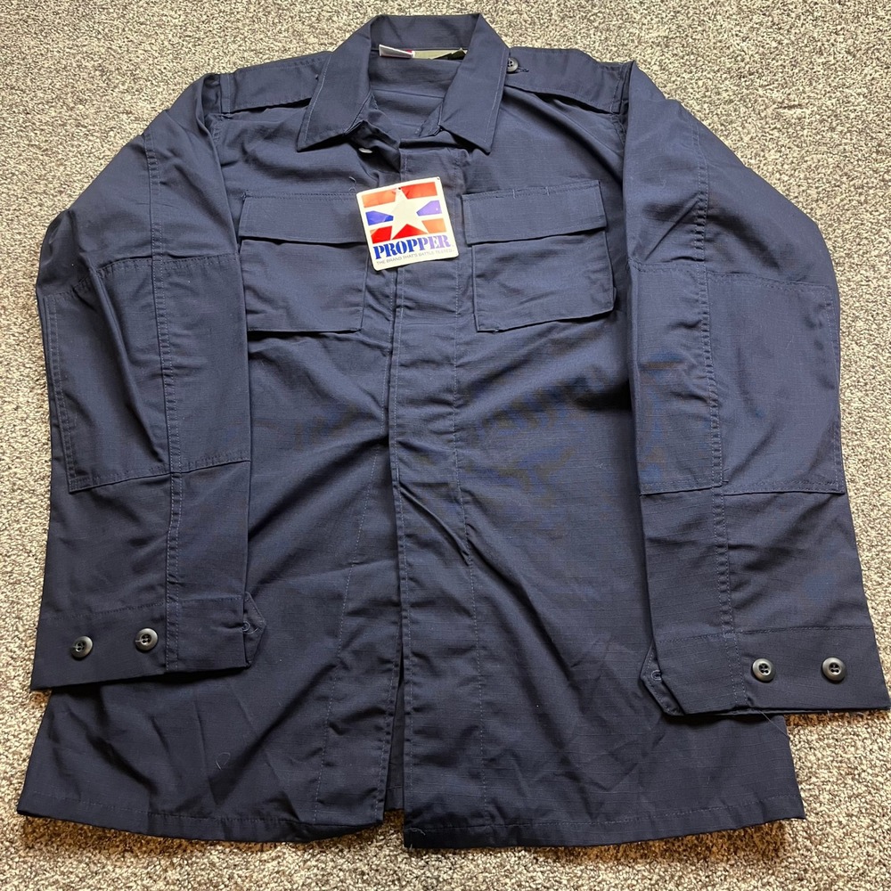 Propper Mens‎ MXXL Navy Blue Utility Work Field Jacket Button Up Long Sleeve